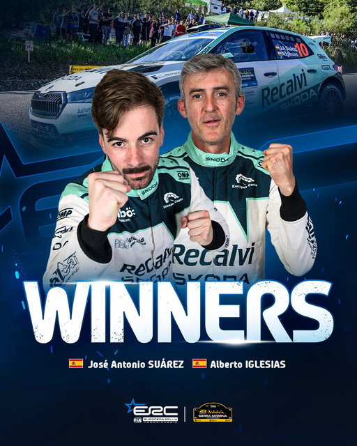 🏆 W I N N E R S 🏆

José Antonio Suárez and Alberto Iglesias secure victory at home here at ERC Rally Sierra Morena! 👏🇪🇸

#FIAERC | #RallySierraMorena 