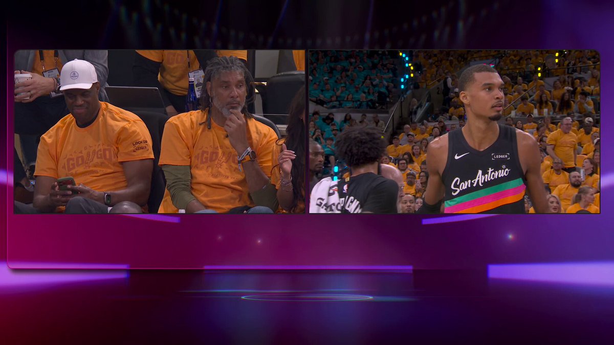 David Robinson and Tim Duncan in the building for Game 1 in San Antonio! 👏 