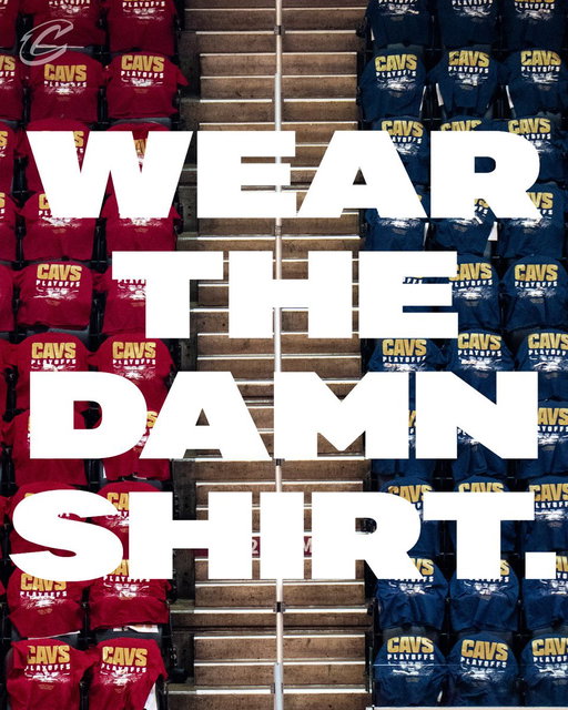 We're not **C**** around, Cavs fans.

Tonight's a stripe out and we're going to set the standard.

Wear. The. Damn. Shirts. #LetEmKnow 