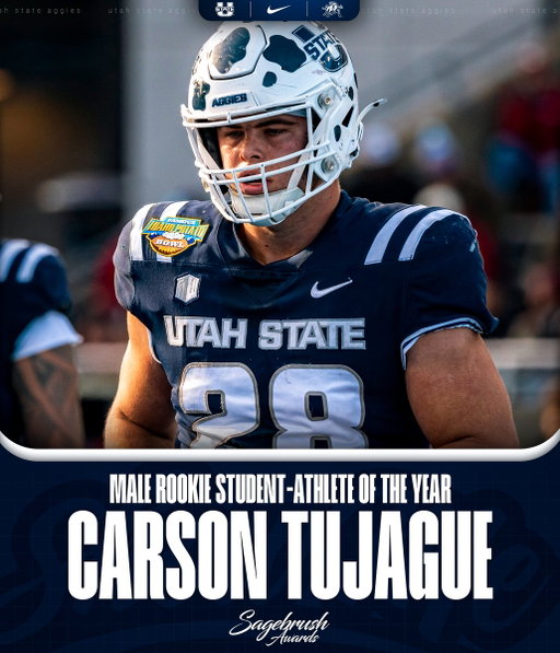 𝟐𝟎𝟐𝟔 𝐒𝐚𝐠𝐞𝐛𝐫𝐮𝐬𝐡 𝐀𝐰𝐚𝐫𝐝𝐬

Congrats to @CarsonTujague on being named the Male Rookie of the Year!

#ShowMe x @USUFootball 