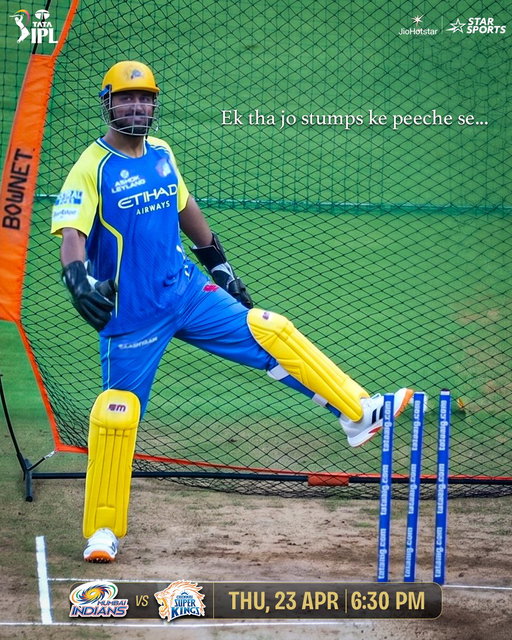 Will we see #MSDhoni return as a wicket-keeper batter at Wankhede? 👀

#TATAIPL 2026 👉 #MIvCSK | THU, 23rd APR, 6.30 PM 