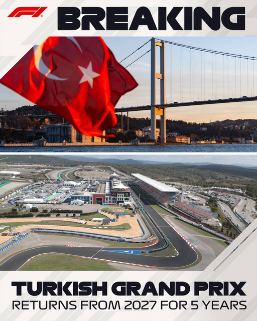BREAKING: The Turkish Grand Prix will return to the calendar from 2027 as part of a new five-year agreement 🇹🇷

#F1 #TurkishGP 