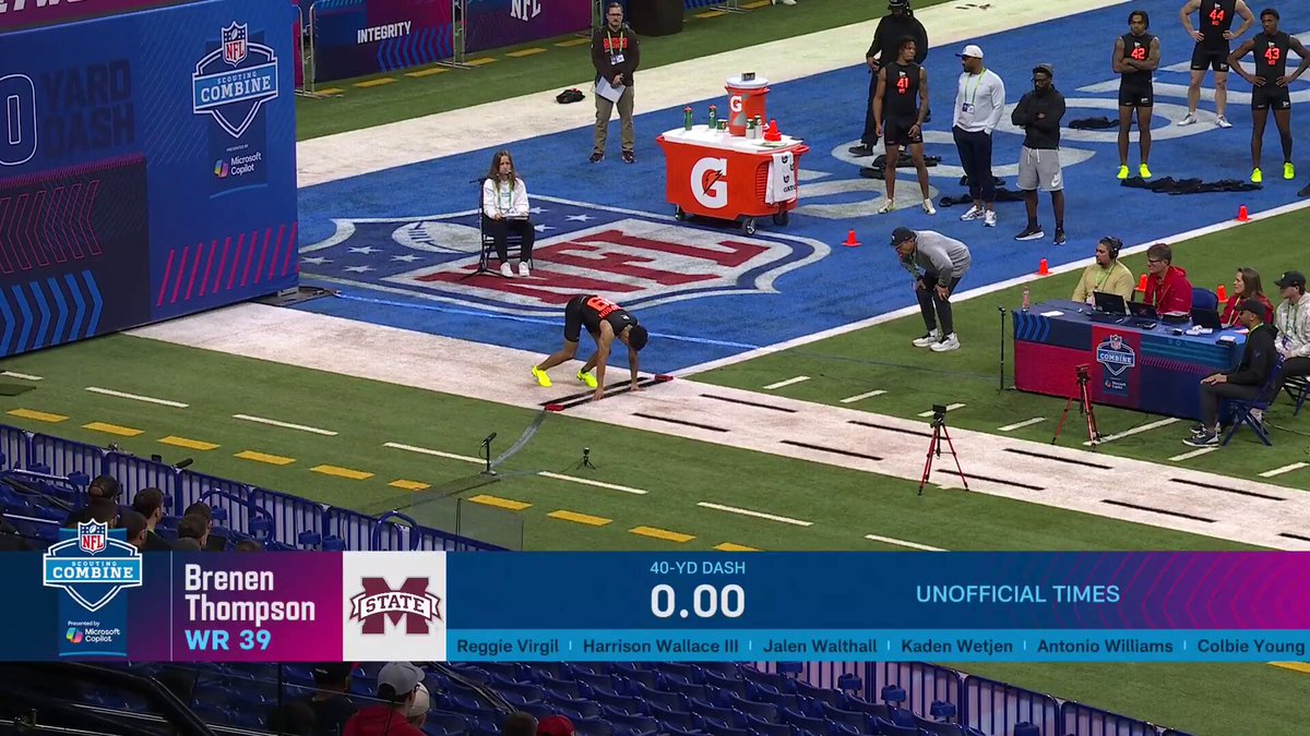 New Chargers WR Brenen Thompson ran a 4.26 at the Combine, the third-fastest time ever for a WR 👀 