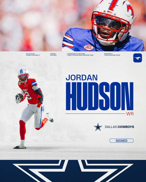 He’s staying home.

The @dallascowboys have signed Jordan Hudson as an undrafted free agent. 