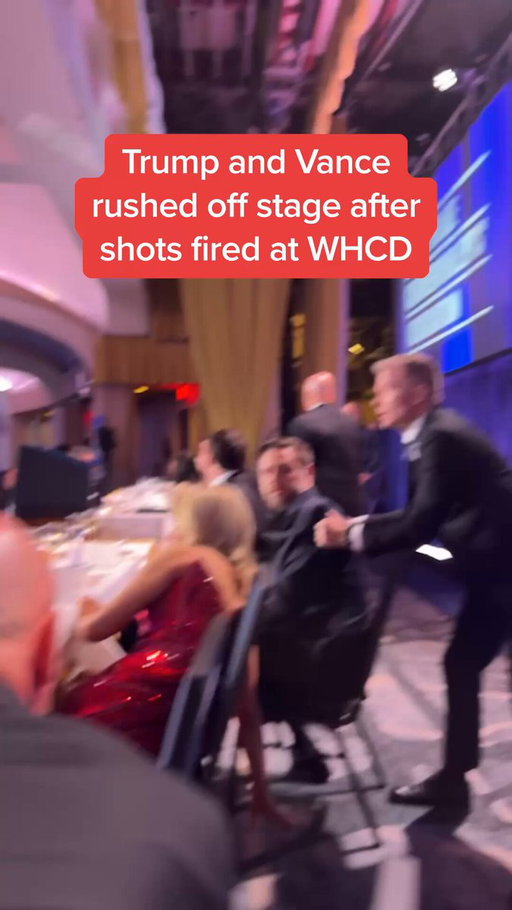 President Trump and Vice President JD Vance were rushed off the stage after shots were fired at the White House Correspondents’ Dinner.

#news 