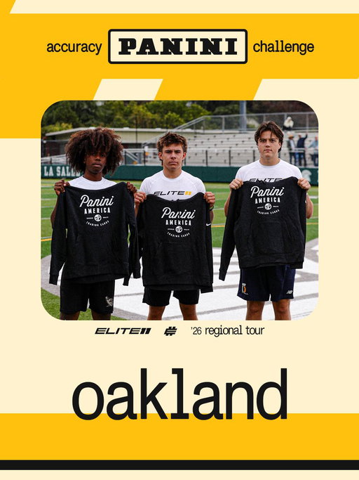 Panini Accuracy Challenge Winners 🏆
» Oakland

🎯 Nick Johnson - 24
🎯 (‘28) Trent Lux - 21
🎯 (‘28) Hezekiah Manuel - 21

#Elite11 