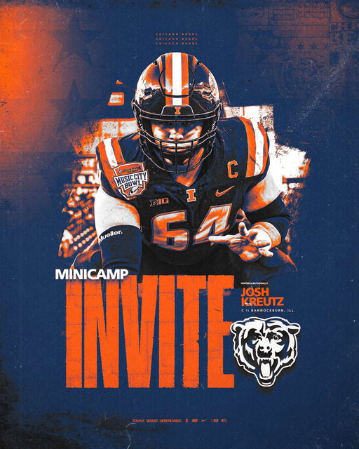 𝗝𝗼𝘀𝗵 𝗞𝗿𝗲𝘂𝘁𝘇 → 𝗖𝗵𝗶𝗰𝗮𝗴𝗼 𝗕𝗲𝗮𝗿𝘀
Minicamp invite accepted.

#ProIllini 