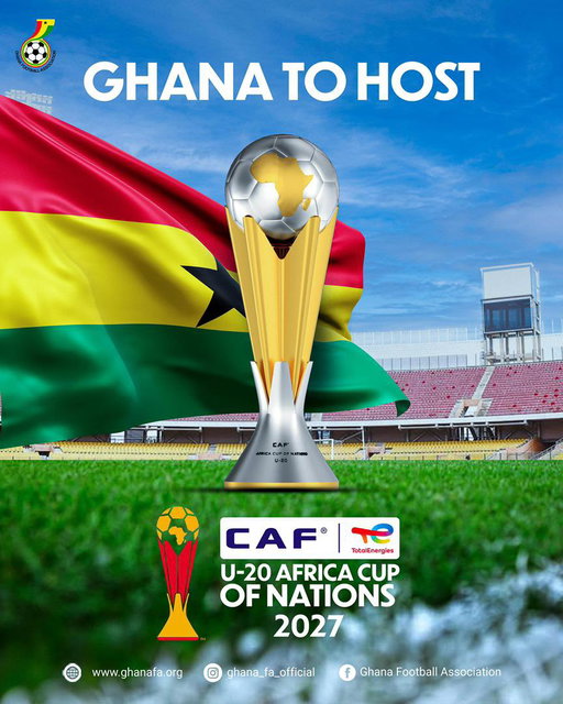 🚨Ghana to host the TotalEnergies CAF U-20 AFCON 2027! 🇬🇭🏆

CAF has officially awarded Ghana the hosting rights for the TotalEnergies CAF U-20 Africa Cup of Nations in 2027.

🔗 More on: https://t.co/A4vIY5qq8j

@CAF_Online 