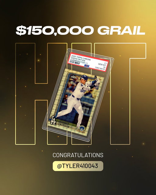 THE SUPER GRAIL HAS BEEN HIT!
$150,000 card from a $100 pack! 