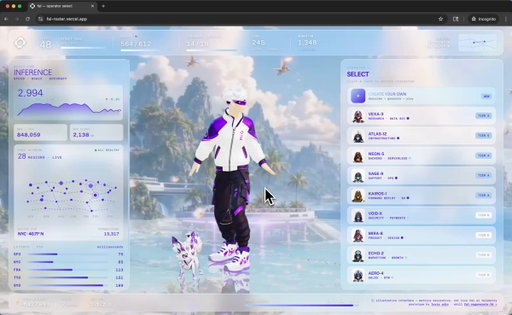 https://t.co/KVqsD0qo2C , webgl experience
fully made using @fal

the pipeline:

GPT-Image-2 (or FLUX.2 Klein 9B for the live "create your own")

🦴 meshy v6 image-to-3d takes that → rigged GLB with a baked animation

🐾 GPT-Image-2/edit on the same character → companion creature image, color-locked to the character's palette → meshy v6 again (no rig) → static creature GLB

🪨 PATINA (fal-ai/patina/material/extract) takes the character image and outputs basecolor + normal + roughness + metalness for a per-character floor that matches their environment

🎬 Seedance 2.0 fast → 8s looping background video per character

📦 everything runs through gltf-transform (resize 1024 → webp q80 → draco) for ~95% size reduction → 400-800 KB GLBs

🖥️ the front-end is a single static index.html: Three.js scene, alpha-mapped marble disc with PlaneGeometry tessellation for real displacementMap depth, mirrored reflection plane, breathing animations on companions, palette-swap via CSS custom properties on character click

🧩 the whole recipe is published as a Claude Code skill  fal-regenerate-3d  so you can rebuild this yourself

→ https://t.co/fWDc4ES7si

⚠ metrics shown are decorative