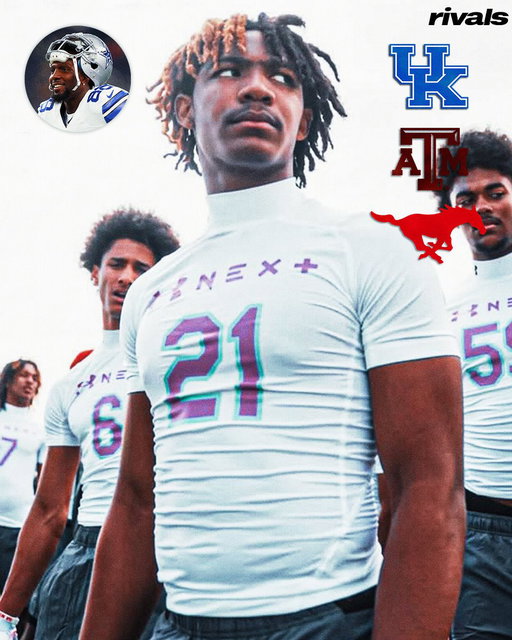 Southlake Carroll (TX) 2028 WR Dez Bryant Jr. has received P4 offers from Kentucky, Texas A&amp;M, and SMU.

The son of former NFL star Dez Bryant flashed a 4.46-second 40-yard dash at UA Next Dallas⚡️

Read: https://t.co/QuciTwF8y5 
