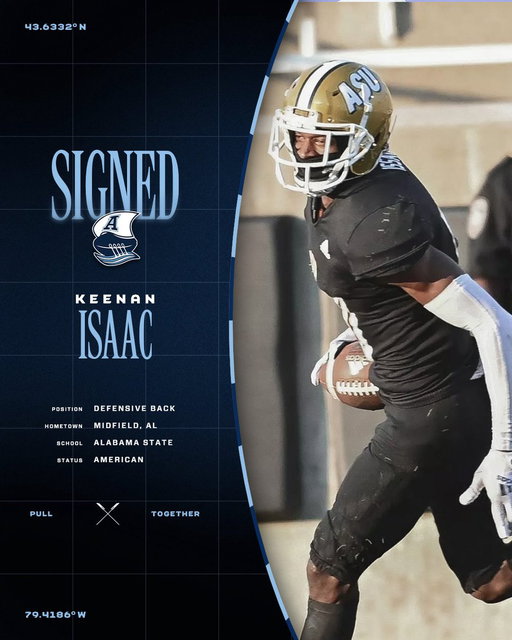 We’ve signed the following players:

DB Keenan Isaac (@BamaStateFB)
DL Jason Compoh (@Merrimack_FB)
LB Jordan Pollard (@SanJoseStateFB )
LS Christopher Liberta (@The_Stingers)
OL Keegan O’Neil (@westernuFB) 