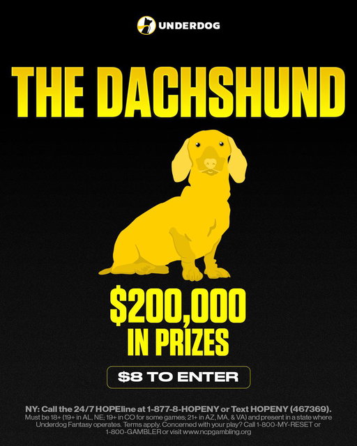 The Dachshund is LIVE🏈

$8 to Enter(4-max)
$200k in Prizes
$30k to 1st Place 