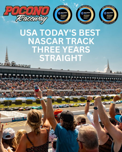 We’re proud to announce that Pocono Raceway has once again been named the #1 NASCAR track in the country by USA Today - our third consecutive year receiving this honor! 🏁🏆

Thank you to our incredible fans for your passion and support. You are the heart of the Tricky Triangle!🦊

We can’t wait to welcome you back June 12–14 for another epic NASCAR weekend.

Grab your tickets to experience the hype for yourself today: https://t.co/GYG1H1OlSz