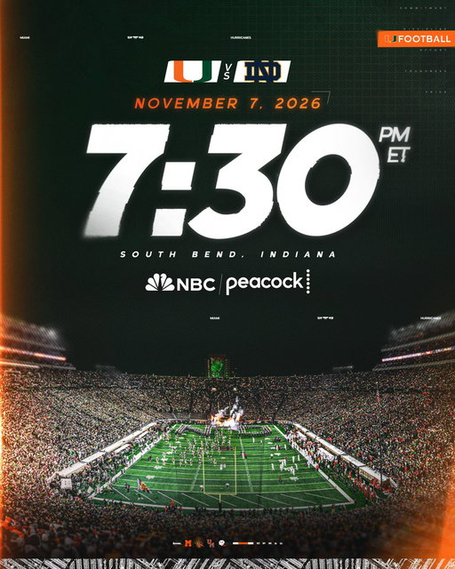 GAME TIME SET! 🙌

We’ll take on Notre Dame in South Bend on November 7 at 7:30 PM. 