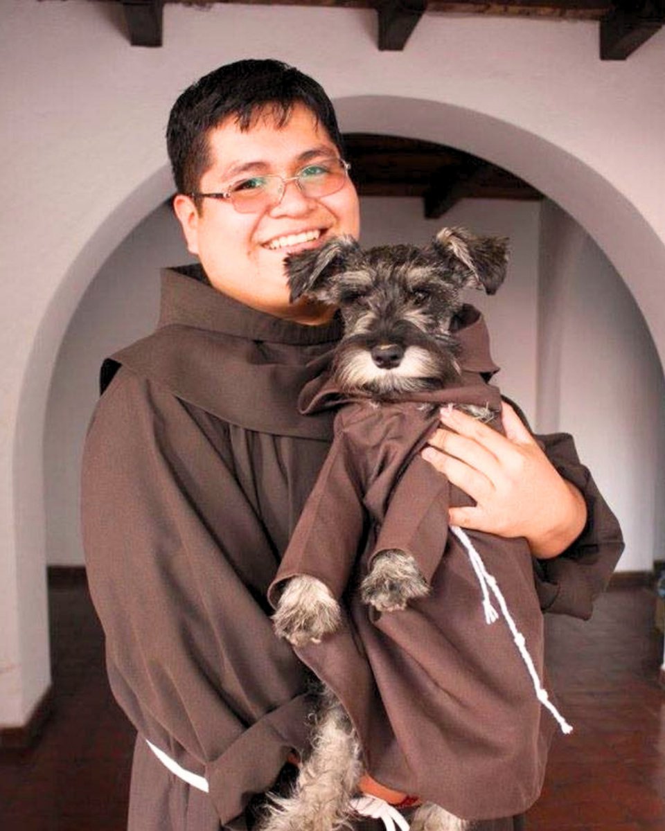 An abandoned dog in Bolivia got adopted by Franciscan monks.

This once-stray pup is now lovingly called Friar Bigotón, Spanish for “Brother Whiskers”. 