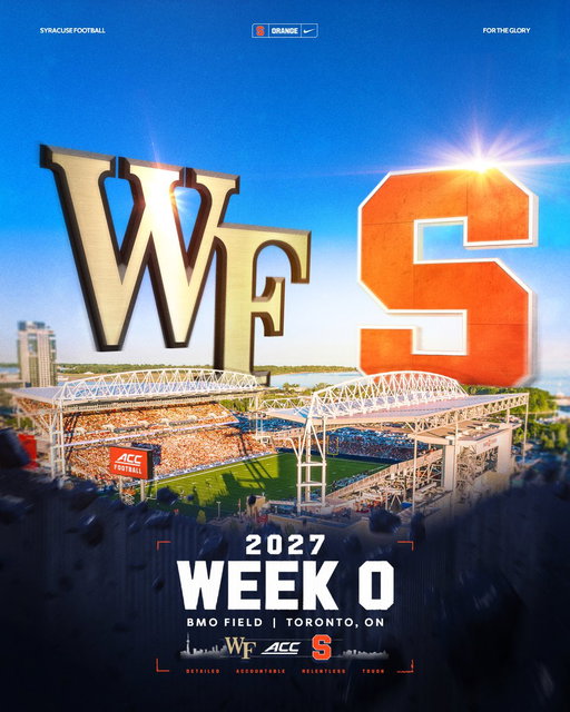 North of the border 🇨🇦

Our 2027 game at Wake Forest will be played Week 0 at BMO Field in Toronto 🍊🍁

Full story: https://t.co/6lLNznvm8K 