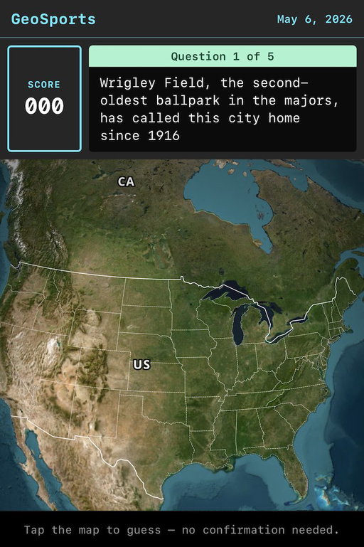 I made a sports geography game where you're asked to pinpoint locations of 5 questions. I'd appreciate if you gave it a shot

https://t.co/sI14JX9Arc 