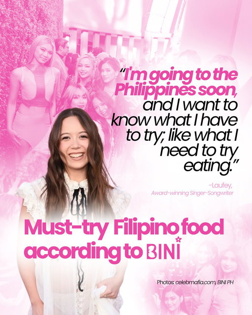 𝗢𝗵 𝘀𝗵𝘂𝘅, 𝘄𝗲 𝗴𝗼𝘁 𝘆𝗼𝘂 𝗟𝗮𝘂𝗳𝗲𝘆! 🌸

Grammy-winner Laufey is heading to the Philippines for her “A Matter of Time” tour, and the Nation’s Girl Group BINI proudly recommends must-try Filipino dishes! What iconic Filipino dish would you like Laufey to try?

#LoveThePhilippines