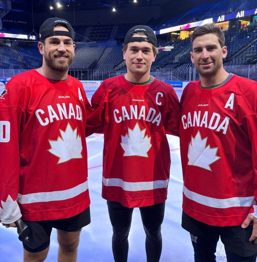 Meet the captains! / Voici nos capitaines! 🇨🇦

C: Macklin Celebrini (@BCHockey_Source)
A: Ryan O’Reilly (@OHFHockey)
A: John Tavares  (@OHFHockey)

#MensWorlds | #MondialMasculin 