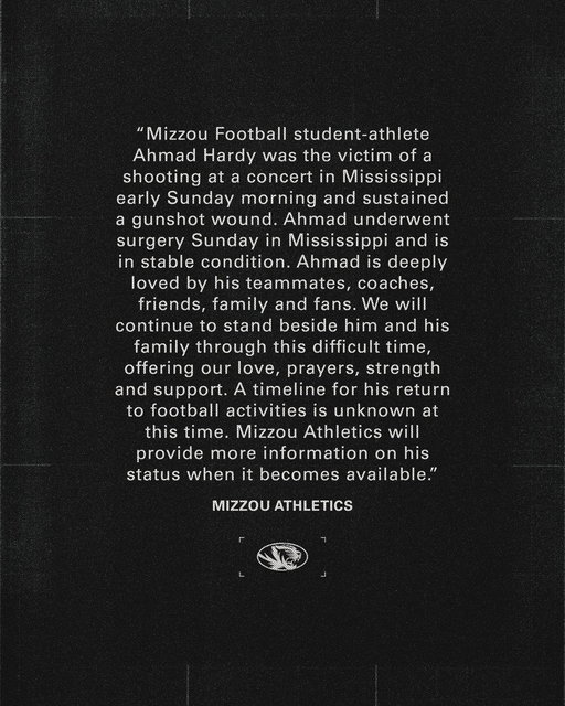 A statement from Mizzou Athletics on Ahmad Hardy 