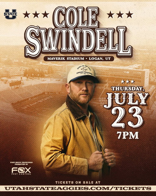 LIVE FROM LOGAN!

Multi-platinum country superstar @coleswindell brings his chart-topping hits to Cache Valley on Thursday, July 23 at 7 PM!

Tickets will go on sale Friday, May 15 at 10 AM

MORE INFO ➡️ https://usuaggies.info/3QYI5Nu 