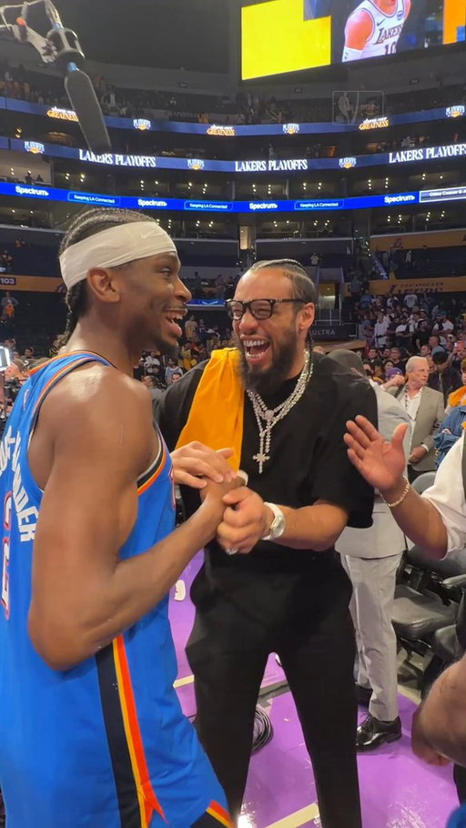 SGA and Dillon Brooks link up after Game 4 in LA 🤝🇨🇦 