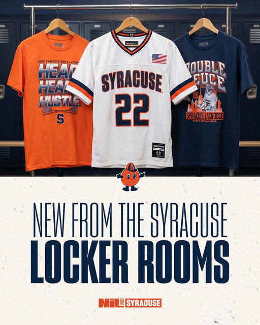@CuseMLAX  postseason merch just hit🔥🚨

Fresh gear from the Syracuse locker room as the Orange head to the NCAA quarterfinals to take on North Carolina this Saturday at 2:30pm! Shop the link in bio to gear up for the postseason run! 🍊 

#syracuse #nilstore #orangenation 