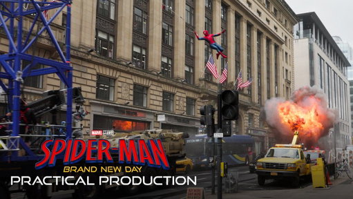 Spider-Man on the street.

#SpiderManBrandNewDay is in theatres July 31. 