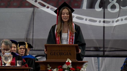 “If there is one thing that our years here at the University of Georgia have taught us, it is that one of the only true constants in life will be change."

Blake Witmer, who received a bachelor’s degree in public relations from @UGAGrady, spoke as the spring undergraduate Commencement student speaker and tried to put her UGA experience into words.