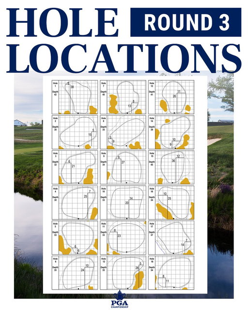 Hole Locations for Third Round of the 2026 PGA Championship at Aronimink ⛳️

#PGAChamp 