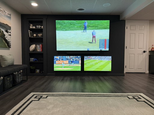 My happy place.. took me a while to get it here but I think it’s finally done. the baby toys haven’t made their way down here yet but I figure I have a couple weeks left. PGA Sunday with a stacked leaderboard, setting up to be an all timer.  Let me see your sunday set up! 