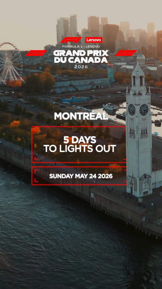 The countdown is on ⌛ 

See you soon in Montréal for the Formula 1 Lenovo Grand Prix du Canada 2026 with @F1. 
