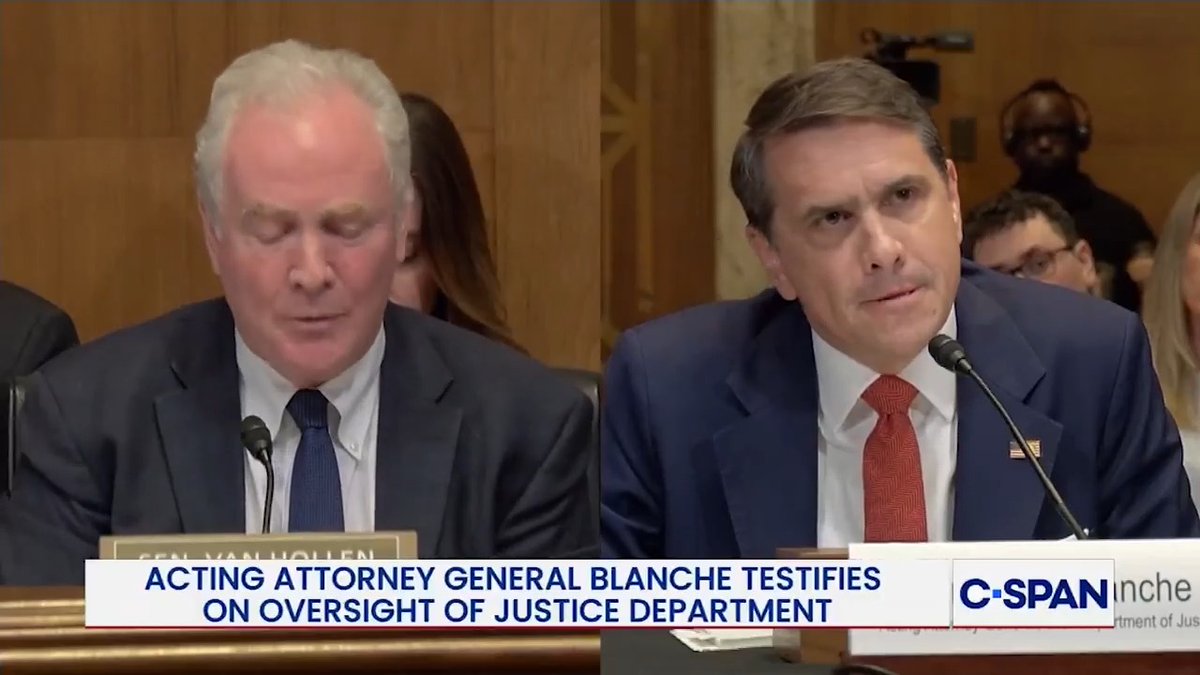 Acting Attorney General Todd Blanche won't promise a pardon for Ghislaine Maxwell. https://t.co/vrZbaoXqrS

Credit: C-SPAN 