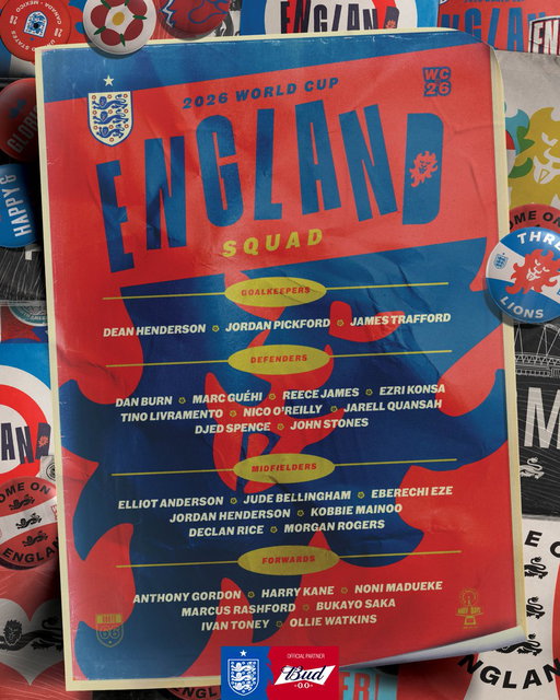 It’s official. Your #ThreeLions players heading to the @FIFAWorldCup! 🏆 