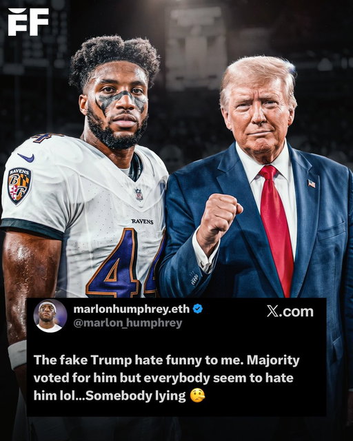 Ravens CB Marlon Humphrey, a strong supporter of U.S. President Donald J. Trump, calls out the “fake hate” Trump gets 🤔 