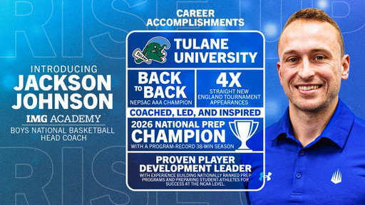 Welcome to the family, Coach Johnson! 🏀
Jackson Johnson is the new Head Coach of IMG Academy Boys National Basketball after back to back NEPSAC AAA titles and a 2026 National Prep Championship. The future is bright in Bradenton. 🌟 