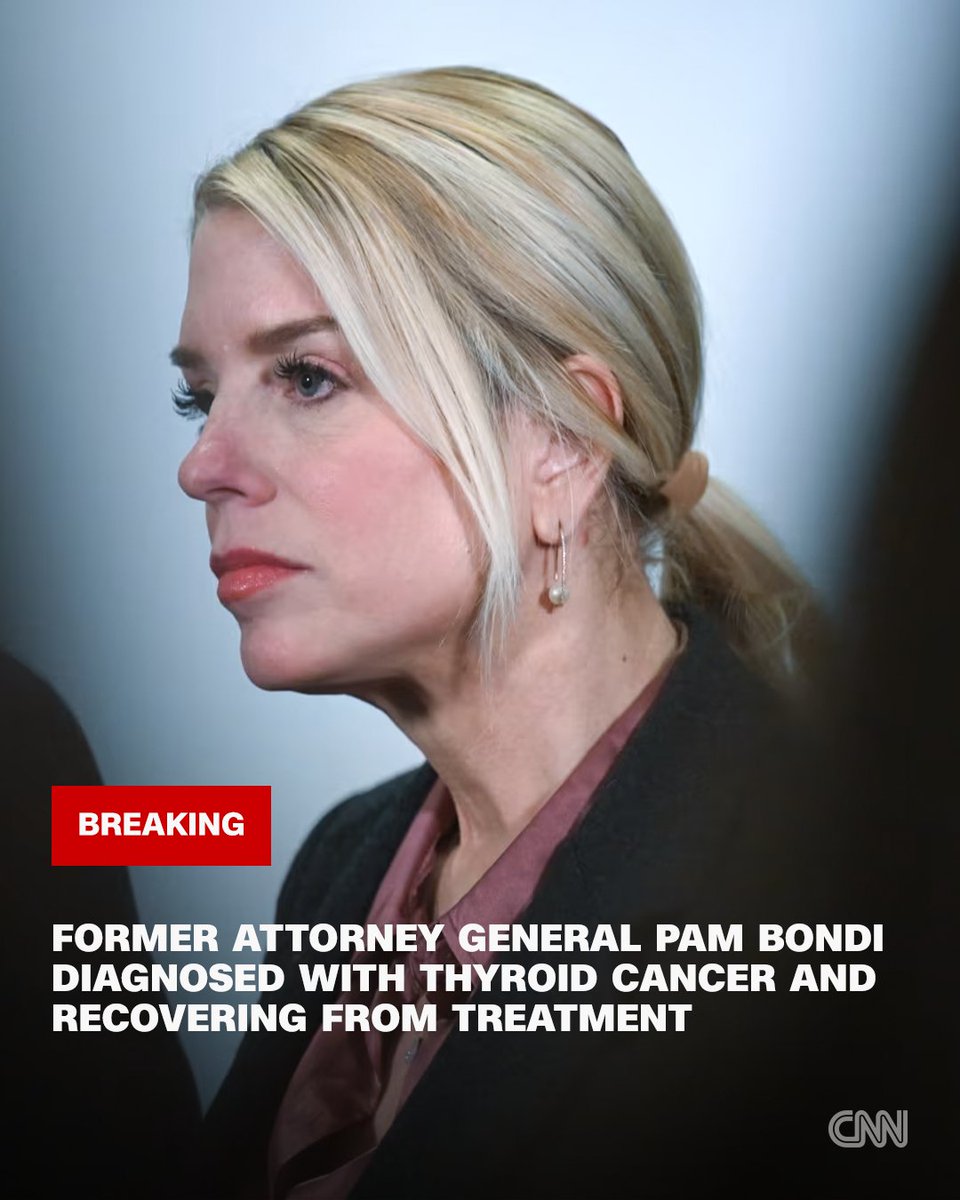 Pam Bondi is recovering from treatment for thyroid cancer. The former attorney general was diagnosed after leaving the Justice Department in April. https://t.co/l6uuyCu3pe 