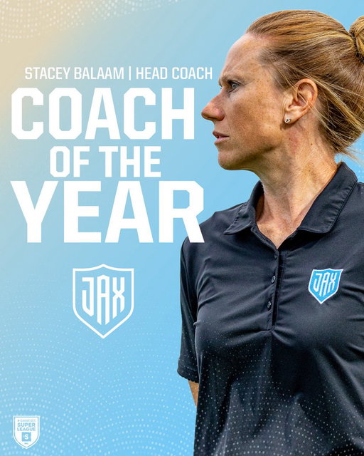 The standard was set from day one.

In year one, Stacey Balaam helped build the foundation, the culture, and a team the city could believe in.

Stacey didn’t just lead Sporting JAX through an incredible inaugural season, she set the tone for what this club is built to be.

Now she’s officially your 2025-2026 Coach of the Year 🏆

Swipe to watch as the team surprises her at practice with the award🩵 ➡️

Cc: @sbalaam0909 

#ProSoccerProJAX