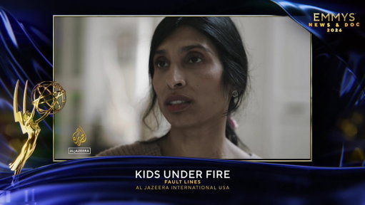 The #NewsEmmys Award for Outstanding Writing: News goes to Kids Under Fire | Fault Lines (@AJENews). 