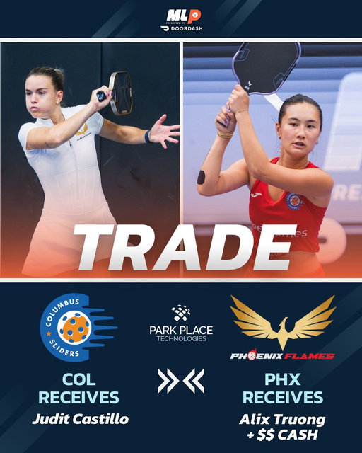 TRADE ALERT 🚨 @parkplacetech 
 ⁠
Another roster shakeup is here.
 
🤝 Columbus Sliders receive Judit Castillo
🤝 Phoenix Flames receive Alix Truong + cash 