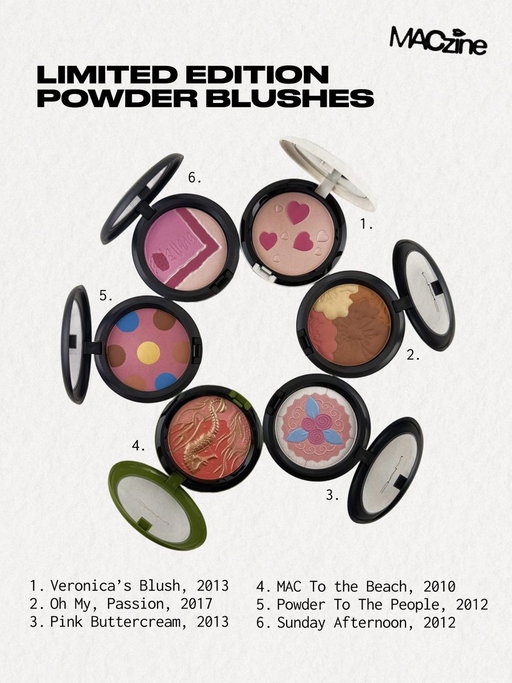 Swipe through to revisit some of our most iconic MAC blushes from the 80s to today. Which one do you wanna see make a comeback? We’re listening.

From the M·A·C archives: MACzine Spring 2008 cover.

Shop now – online or at your nearest MAC Store.
#MACzine 