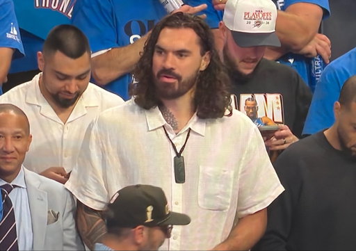 Steven Adams is in attendance for Game 7 cheering on OKC against the Spurs 
