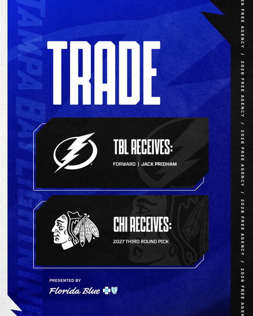 We’ve acquired the rights to forward Jack Pridham from the Chicago Blackhawks in exchange for a third-round pick in the 2027 NHL Draft.

Pridham is committed to play in the NCAA next season with the school expected to be announced in the coming days.

🗞️ https://t.co/LOtdOPx7YJ 
