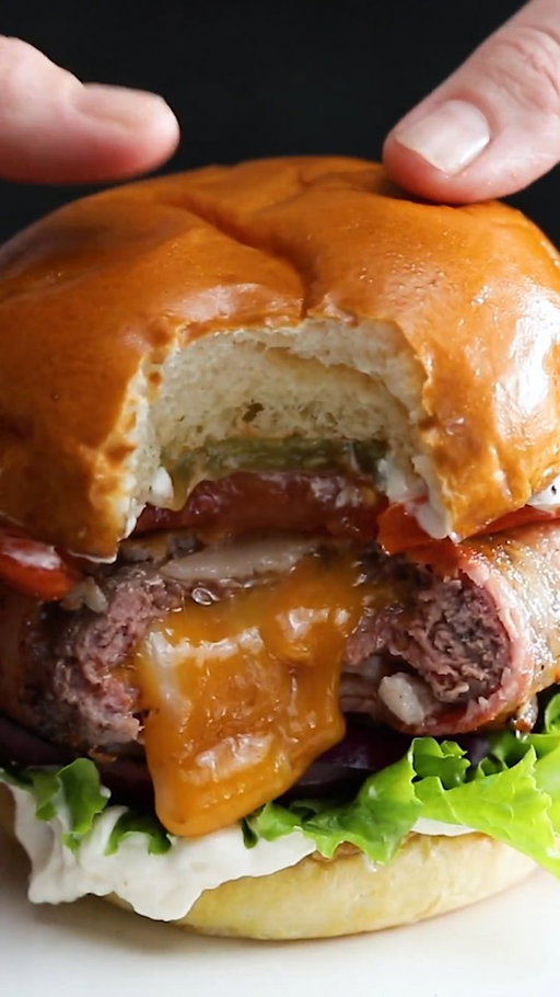 Proof that wrapping something in bacon instantly makes it 10x better. 