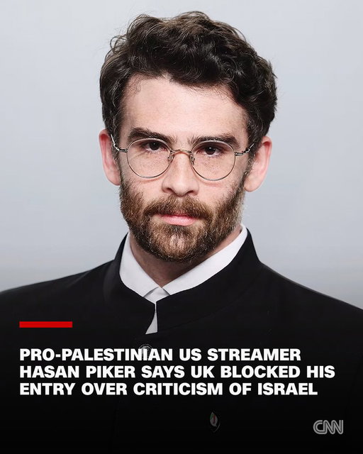 The pro-Palestinian American streamer Hasan Piker and his uncle say Britain's government has barred them from entering the country over their criticism of Israel. https://cnn.it/4o6LPZQ 