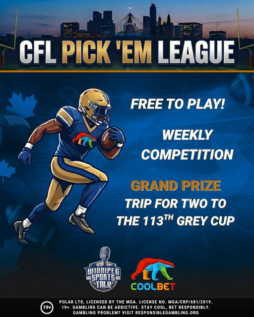 PREDICT THE CFL AND WIN PRIZES! 🐻‍❄️

We've teamed up with @SportsTalkWPG for a season-long Pick 'Em League in the CFL! 🏈

🔮 Predict Scores
📈 Climb the Leaderboard
🎁 &amp; Win Prizes

It's completely FREE TO PLAY and the Grand Prize is a trip to the 113th Grey Cup in Calgary! 🏆 