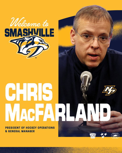 Welcome to Smashville, Chris! 👋

We're proud to announce that Chris MacFarland has been hired as our President of Hockey Operations and General Manager. 

Full details » https://t.co/gYk9a8jGPS 