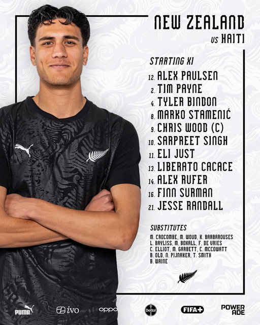 Our starting lineup to take on Haiti 🇳🇿⚔️🇭🇹

🇳🇿 🇭🇹 New Zealand v Haiti 
⏰ 12PM NZT / 8PM Local / 9PM ART 🇦🇷
🏟️ Chase Stadium, Florida
🎥 Watch live on TVNZ and FIFA+ 