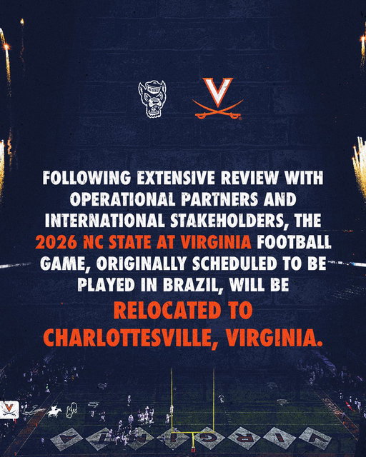 Our 2026 opener has been relocated home in Charlottesville. 

🔗 https://virginiasports.com/news/2026/06/03/virginia-football-season-opener-relocated-to-charlottesville

#GoHoos 🔶⚔️🔷 